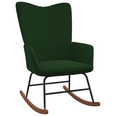 vidaXL Chaise à bascule avec repose-pied Vert foncé Velours