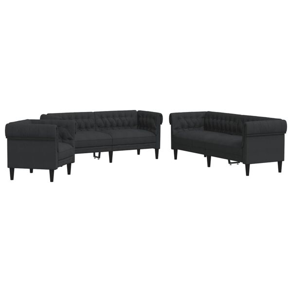 vidaXL Ensemble de canap&eacute;s 3 pcs noir tissu