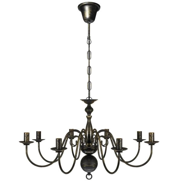 Lustre en m&eacute;tal noir antique 8 x E14 ampoules