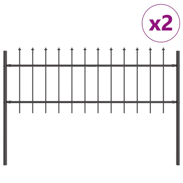 vidaXL Cl&ocirc;ture de jardin 2 pcs Gris 3,4 x 0,6 m Acier rev&ecirc;tu de poudre