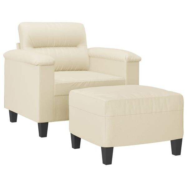 vidaXL Fauteuil avec repose-pied Cr&egrave;me 60 cm Similicuir