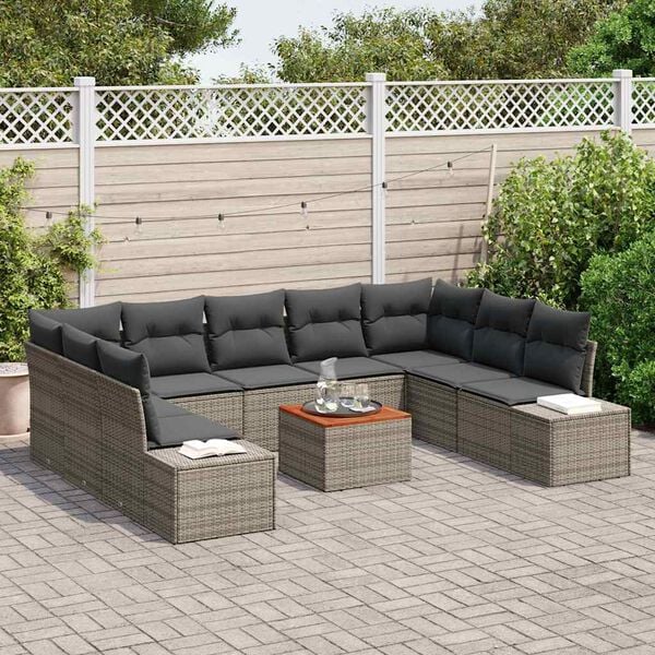 vidaXL Ensemble de canap&eacute; de jardin 10 pcs Gris