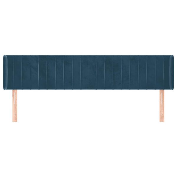 vidaXL T&ecirc;te de lit avec oreilles Bleu fonc&eacute; 203x16x78/88 cm Velours