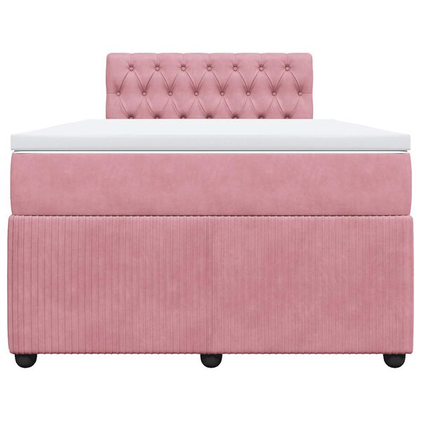 vidaXL Sommier &agrave; lattes de lit avec matelas rose 120x190 cm velours