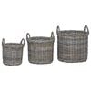 vidaXL Panier &agrave; plantes avec stockage 3 pcs Gris Kubu Rattan Kubu