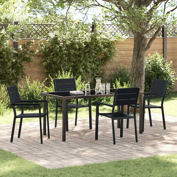 vidaXL Ensemble de salle &agrave; manger pour jardin 5 pcs Noir