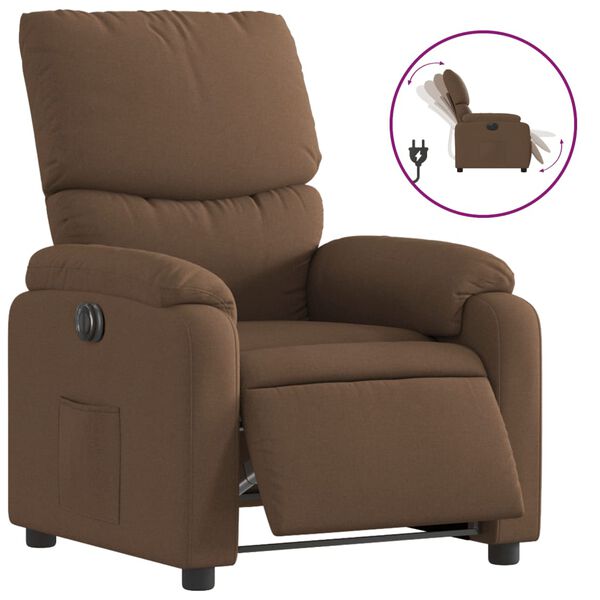 vidaXL Fauteuil inclinable &eacute;lectrique Marron Tissu
