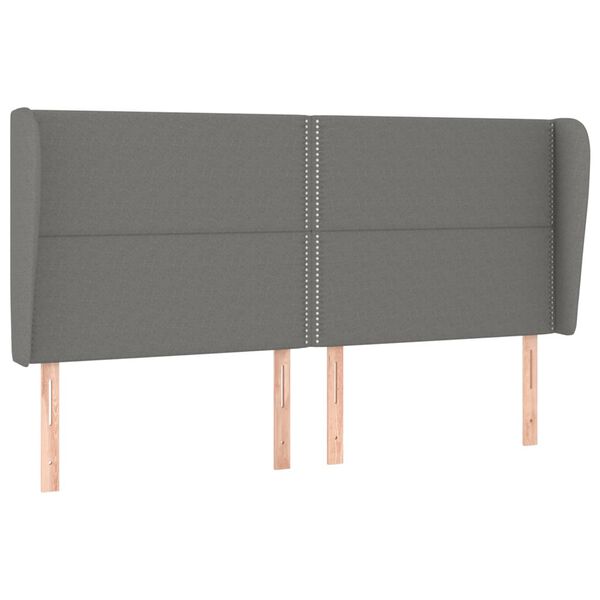 vidaXL T&ecirc;te de lit avec oreilles Gris fonc&eacute; 183x23x118/128 cm Tissu