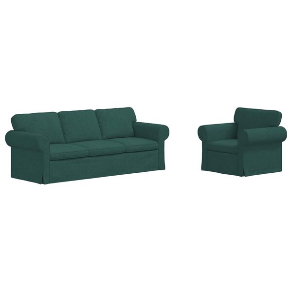 vidaXL Canap&eacute; 2 pcs Vert fonc&eacute; 215 x 82 x 80 cm tissu