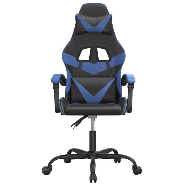 vidaXL Chaise de jeu pivotante Noir et bleu Similicuir