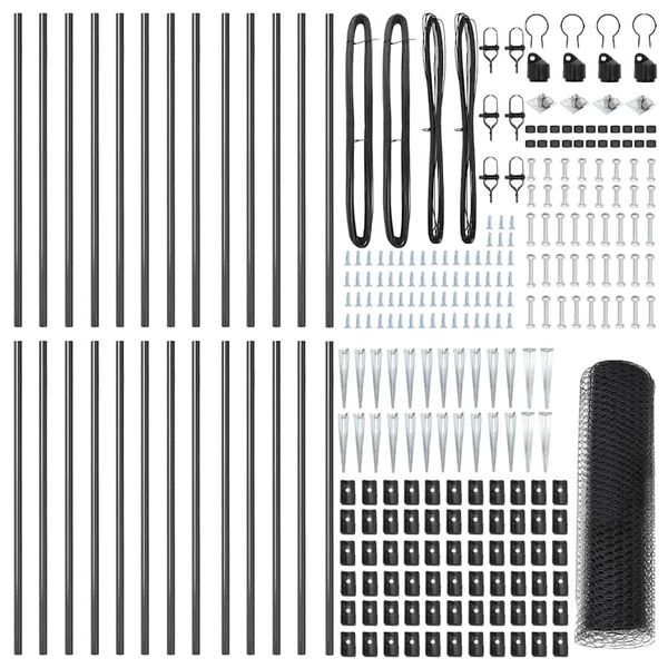 vidaXL Poteau de cl&ocirc;ture. Gris 50 x 0,5 m (maillage 25 mm)