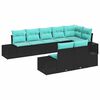 vidaXL Ensemble de canap&eacute; de jardin 8 pc Noir et turquoise Poly rotin