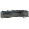 vidaXL Salon de jardin 5 pcs avec coussins Gris R&eacute;sine tress&eacute;e