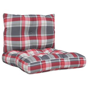 vidaXL Coussins de palette lot de 2 motif &agrave; carreaux rouge tissu