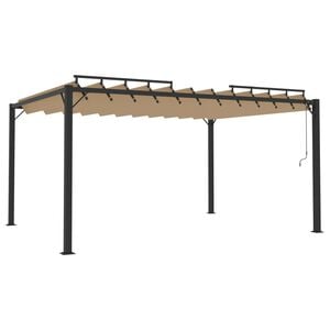 vidaXL Tonnelle avec toit &agrave; persienne 3x4 m Taupe Tissu et aluminium
