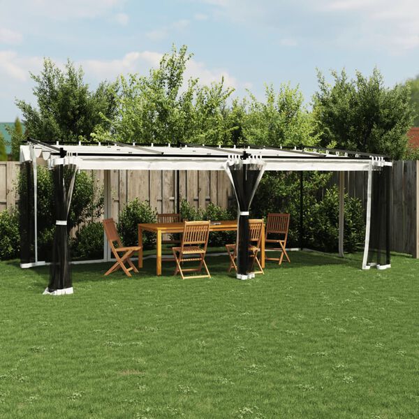 vidaXL Tonnelle avec parois en filet cr&egrave;me 6x3 m acier