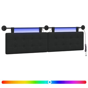 vidaXL T&ecirc;te de lit suspendue Avec lumi&egrave;re LED Noir Tissu