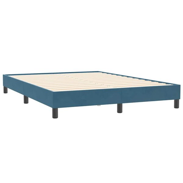 vidaXL Sommier &agrave; lattes de lit et matelas bleu fonc&eacute; 140x210cm velours