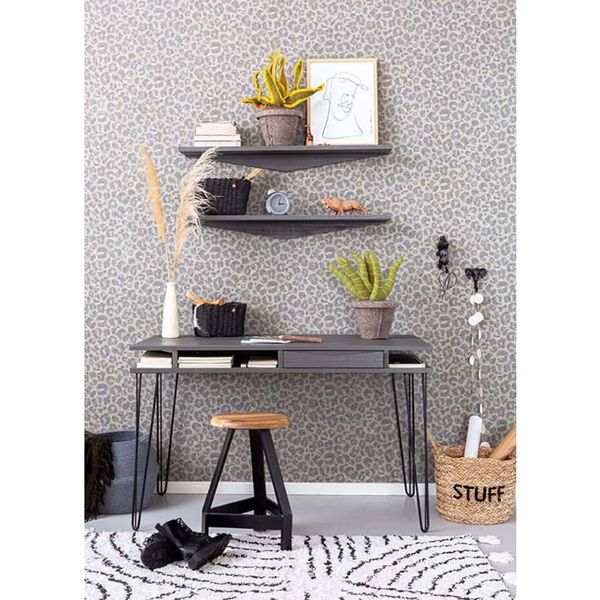 KidsDepot Tabouret Original 32 cm Bois de manguier Noir