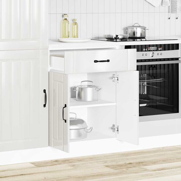 vidaXL Armoire de cuisine Lucca blanc brillant bois ing&eacute;nierie