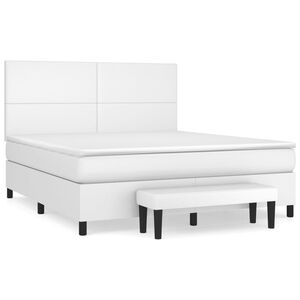 vidaXL Sommier &agrave; lattes de lit avec matelas Blanc 160x200cm Similicuir