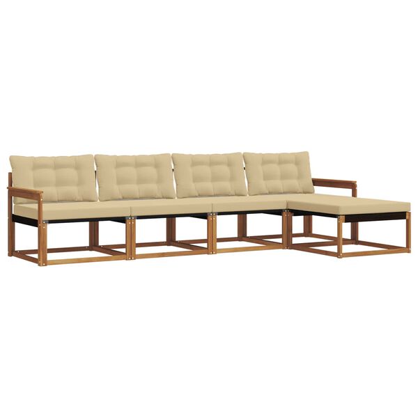 vidaXL Ensemble de canap&eacute;s d'ext&eacute;rieur 5 pcs Naturel et Beige