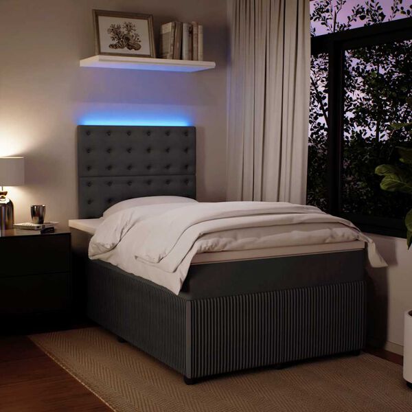 vidaXL Sommier &agrave; lattes de lit et matelas Gris fonc&eacute; 120x200cm Velours