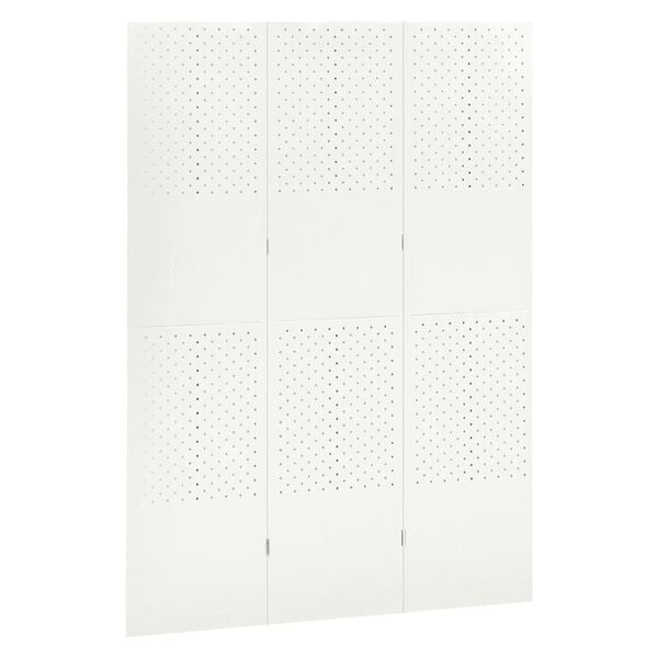 vidaXL Cloison de séparation 3 panneaux Blanc 120x180 cm Acier
