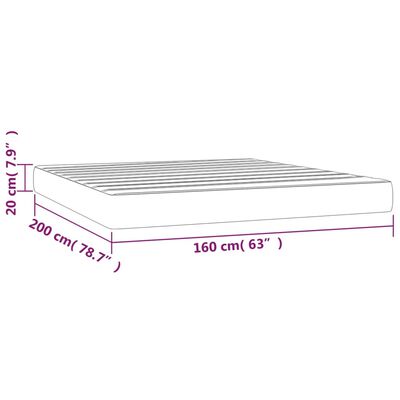 vidaXL Matelas de lit à ressorts ensachés Noir 160x200x20 cm Tissu