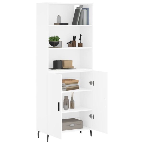 vidaXL Buffet haut Blanc 69,5x34x180 cm Bois d'ing&eacute;nierie