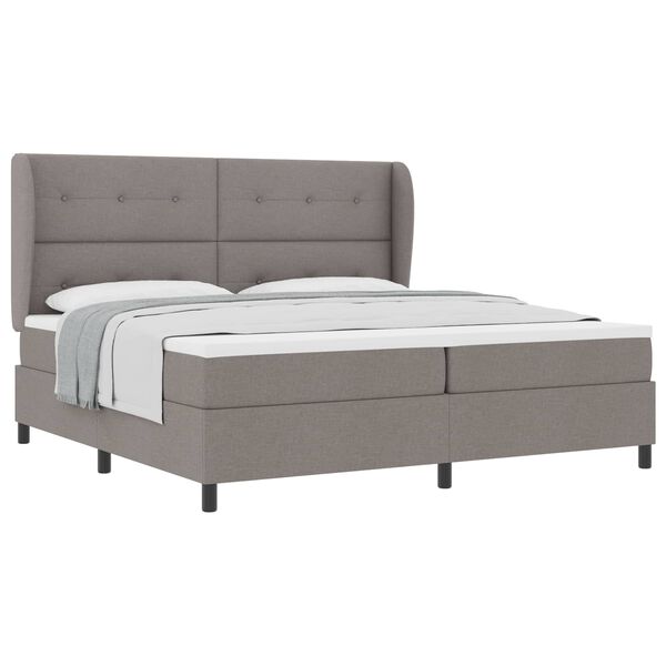 vidaXL Lit &agrave; ressorts avec matelas Taupe 200 x 200 cm tissu
