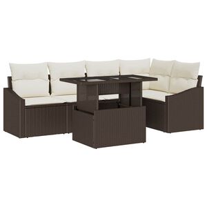 vidaXL Ensemble de canap&eacute; de jardin avec coussin 6 pcs Marron et cr&egrave;me