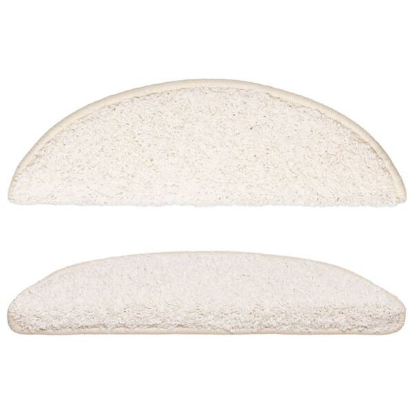vidaXL Tapis d'escalier 10 pi&egrave;ces 56 x 17 x 3 cm Blanc Demi-rond