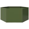 vidaXL Jardini&egrave;re vert olive hexagone 104x90x45 cm acier