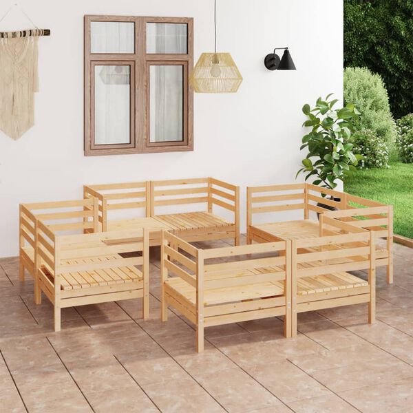 vidaXL Salon de jardin 8 pcs Bois de pin massif