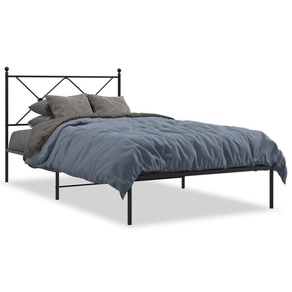 vidaXL Cadre de lit m&eacute;tal sans matelas avec t&ecirc;te de lit noir 100x200cm
