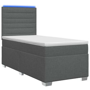 vidaXL Lit de box spring avec matelas et LED Gris fonc&eacute; 90 x 190 cm