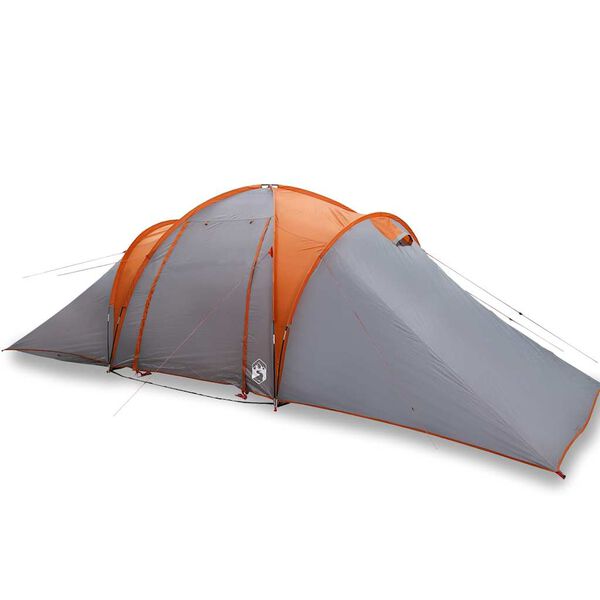 vidaXL Tente familiale &agrave; d&ocirc;me 6 personnes gris et orange imperm&eacute;able