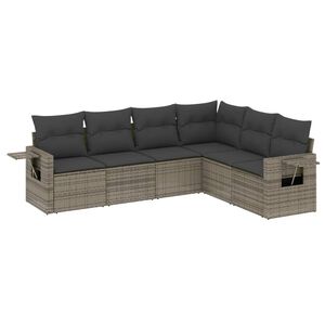 vidaXL Salon de jardin 6 pcs avec coussins gris r&eacute;sine tress&eacute;e