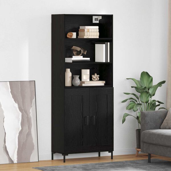 vidaXL Haut Armoire Ch&ecirc;ne noir 69,5 x 34 x 180 cm Bois d'ing&eacute;nierie