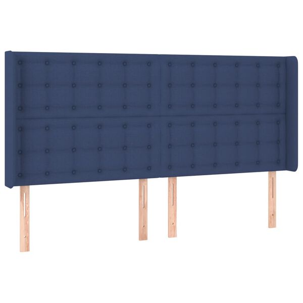 vidaXL T&ecirc;te de lit avec oreilles Bleu 163x16x118/128 cm Tissu