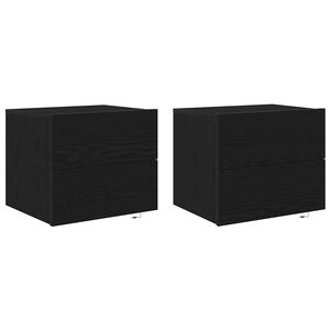 vidaXL Cabinet de chevet 2 pc Ch&ecirc;ne noir 50 x 39 x 41 cm