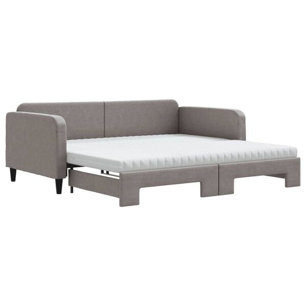 vidaXL Lit de jour avec gigogne et matelas gris foncé 100x200 cm tissu