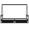 vidaXL Cadre de lit enfant tiroirs noir 80x200 cm bois de pin massif