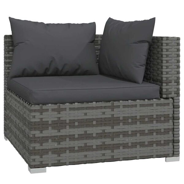vidaXL Salon de jardin 6 pcs avec coussins Résine tressée Gris