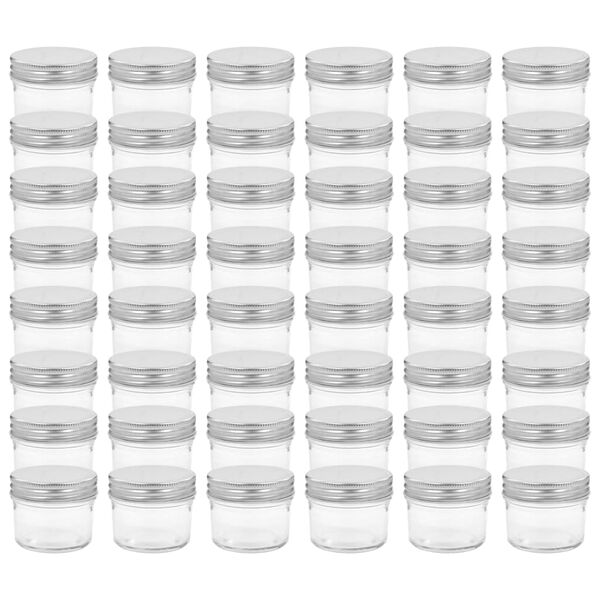 vidaXL 48 pcs Pots &agrave; confiture avec couvercles argent&eacute;s Verre 110 ml