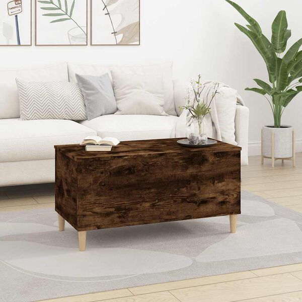 vidaXL Table basse Ch&ecirc;ne fum&eacute; 90x44,5x45 cm Bois d'ing&eacute;nierie