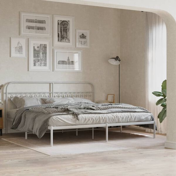 vidaXL Tête de lit métal blanc 200 cm