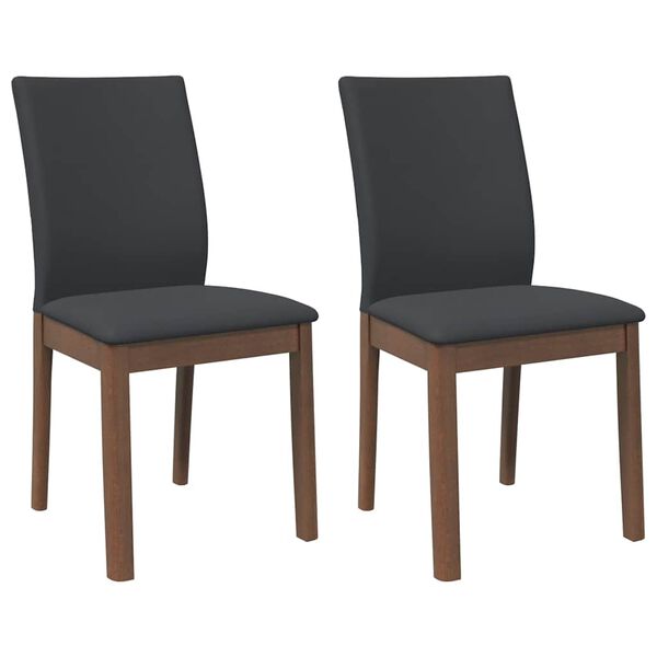 vidaXL Chaises &agrave; manger coussins 2 pcs marron bois massif caoutchouc