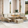 vidaXL Ensemble de canap&eacute; de jardin 9 pcs Beige Poly rotin